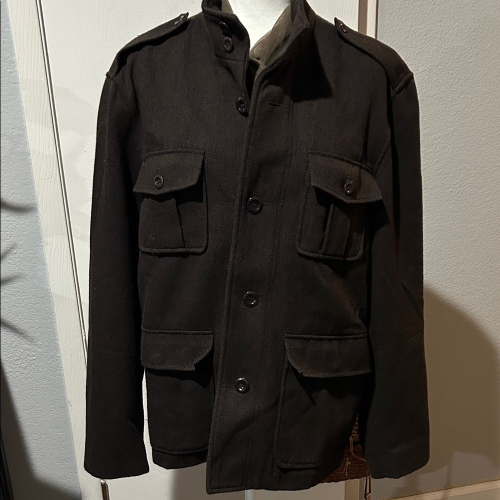 Alfani Dark Brown Wool blend Military Field Jacket